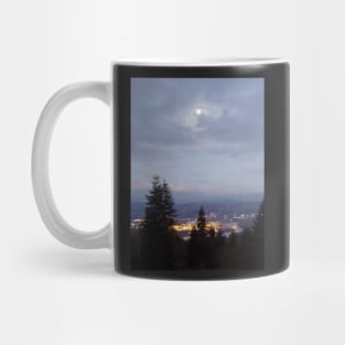 Misty Moon Over the Columbia River Mug